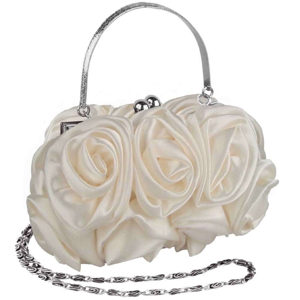 Enormous Rosette Roses Framed Clasp Evening Handbag Clutch Purse Enormous Rosette Roses Framed Clasp Evening Handbag Clutch Purse Convertible Bag B1178f